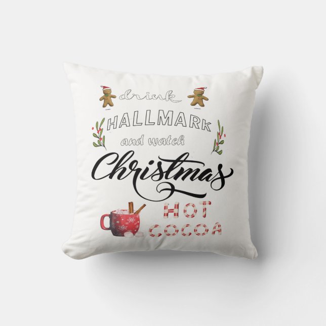 Coussin Buvez du cacao chaud et regardez Noël (Recto)