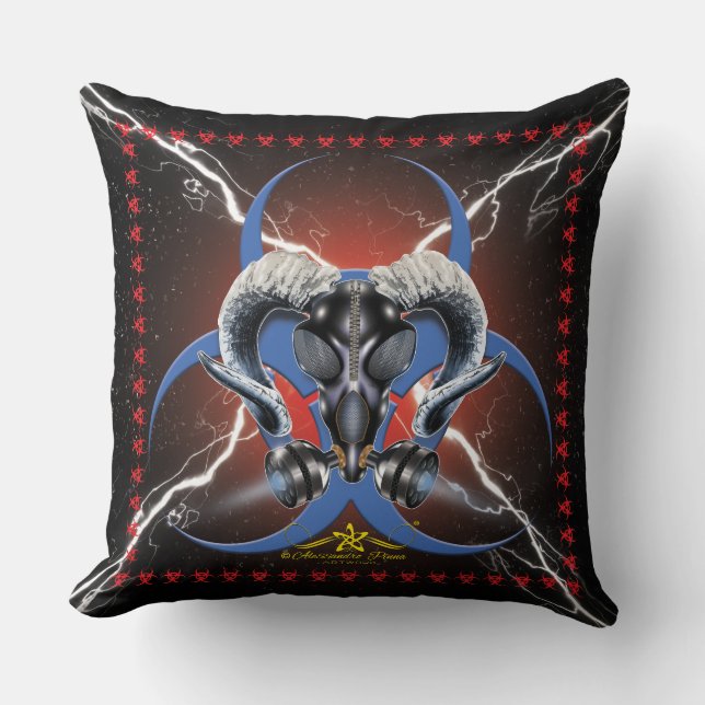 COUSSIN BW ! AVERTISSEMENT BIOHAZARD ! CRÂNE (Recto)