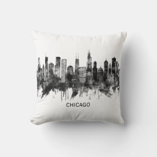 Coussin BW de Chicago Illinois Skyline