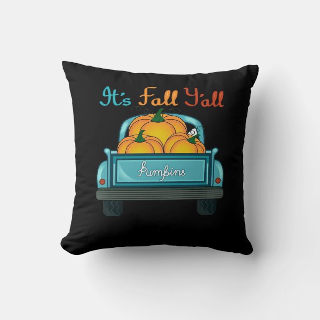 Coussin C’est automne Y’all Camion Citrouille Drôle Graphi (Recto)