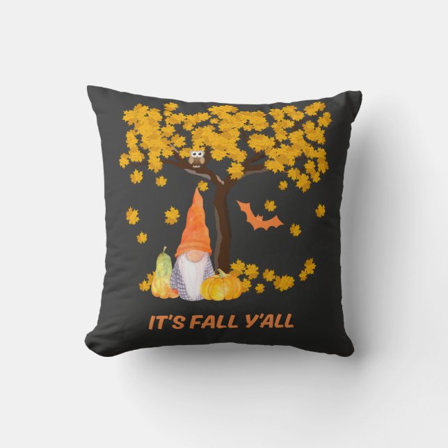 Coussin C’est automne Y’all Citrouille Gnome Autumn Tree (Recto)