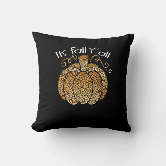 Coussin C’est automne Y’all Empreinte de léopard Citrouill (Recto)