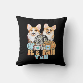 Coussin C’est Fall Y’all Corgis Esthétique unique
