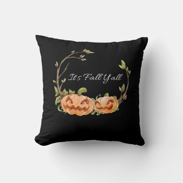 Coussin C’est l’automne Y’all Halloween Cool unique (Recto)
