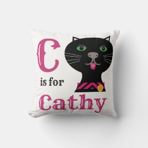Coussin C est pour Cathy bébé fille 