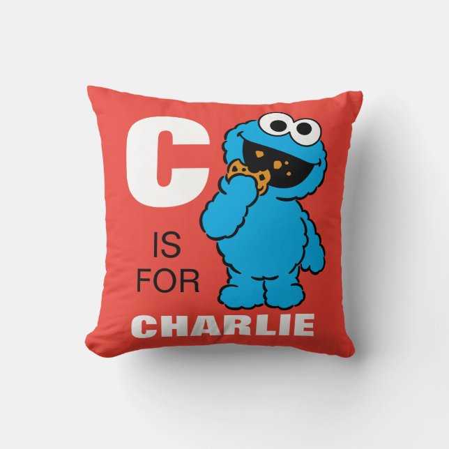 Coussin C est pour Cookie Monster | Ajouter Votre Nom (Recto)