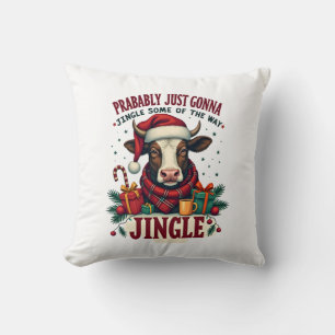 Coussin C vache écossaise Noël drôle Vintage Cloche Sonnet