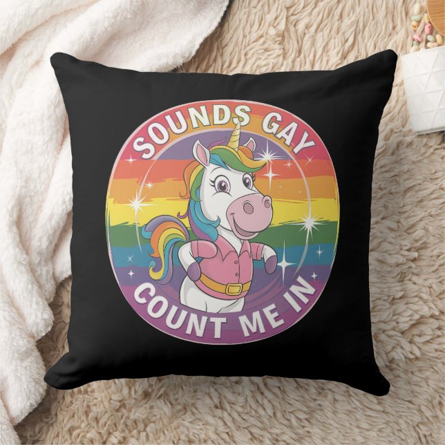 Coussin Ça a l'air gay, comptez-moi, licorne, arc-en-ciel, (Couverture)