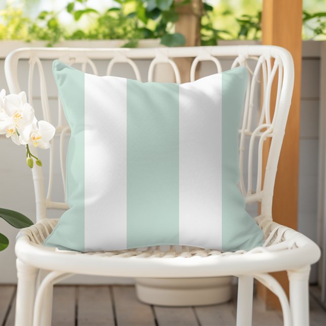 Coussin Cabana vert et blanc de la mer (Créateur téléchargé)