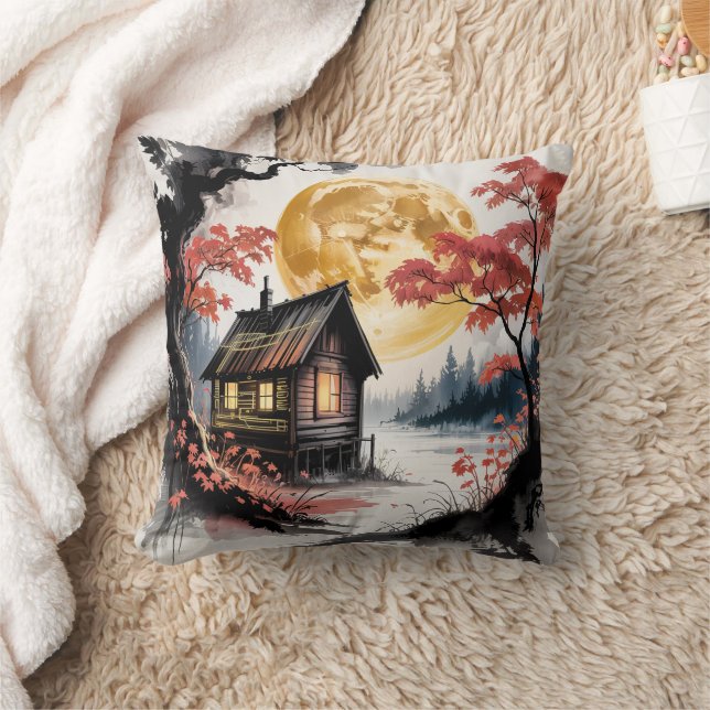 Coussin Cabane au Clair de Lune Forêt Japonaise Art (7) (Couverture)