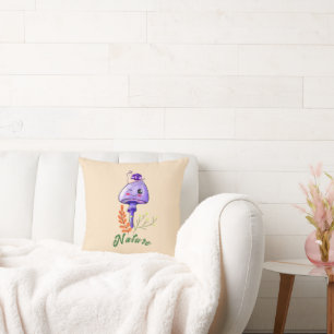 Coussin cabane dans les bois, ambiance cosy et champignons