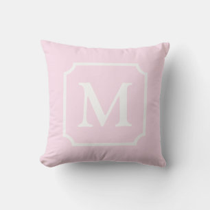 Coussin Cabane de monogramme à crampons rose clair et blan