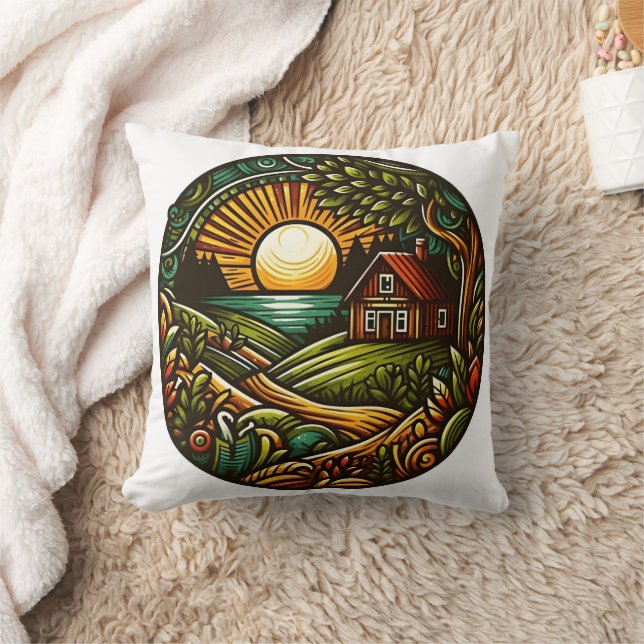 Coussin Cabine confortable au coucher du soleil dans un pa (Couverture)