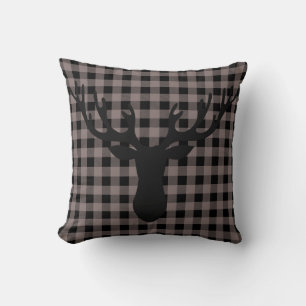 Coussin Cabine Russe Buffalo Plaid Motif Deer Silhouette
