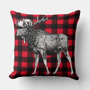 Coussin Cabine Rustique Moose Red Buffalo Plaid