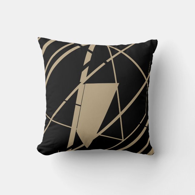 Coussin Câble Taupe sur diagonale noire Look MCM (Recto)