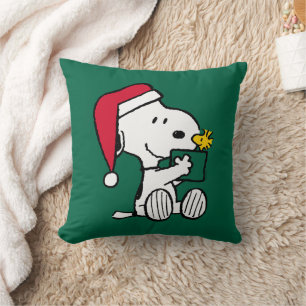 Coussin cacahuètes   Snoopy Père Noël & Woodstock Cadeau