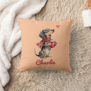 Coussin Cacao chaud personnalisé pour teckel