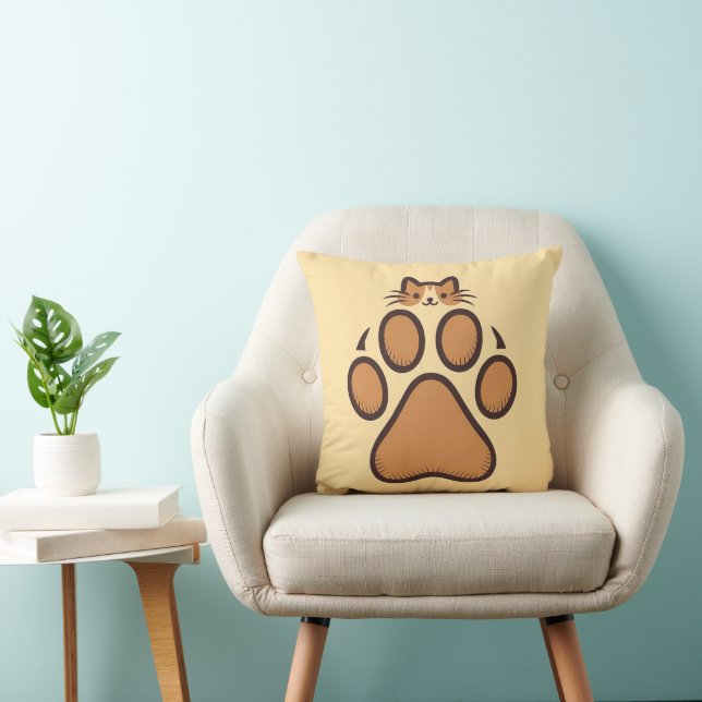 Coussin Cachet de chat mignon en Empreinte de patte - Illu (Chaise)