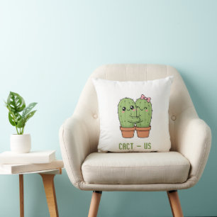 Coussin Cact-Us Cadeau drôle de couple de cactus pour anni