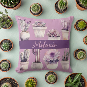 Coussin cactus aquarelle
