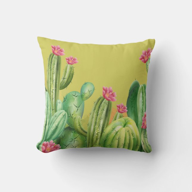 Coussin cactus aquarelle (Recto)