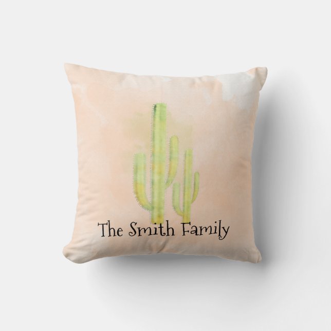 Coussin Cactus Aquarelle Simple Plaid Sud-Ouest (Recto)