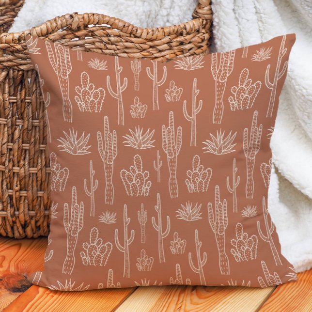 Coussin Cactus Boho Occidental Méridional Chaud Neutre Arg (Créateur téléchargé)