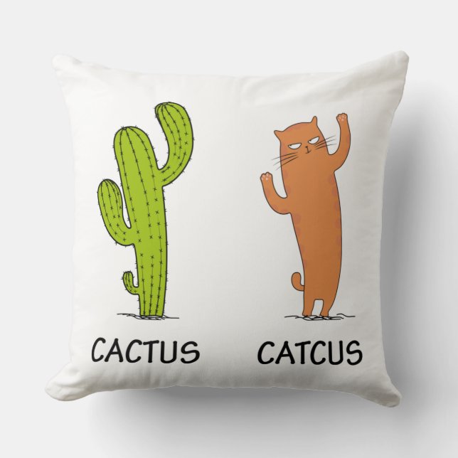 Coussin Cactus Catcus, Drôle cadeau de chat, Cactus & Amou (Recto)