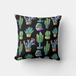 Coussin Cactus Colorés : Whimsical Seamless Design.