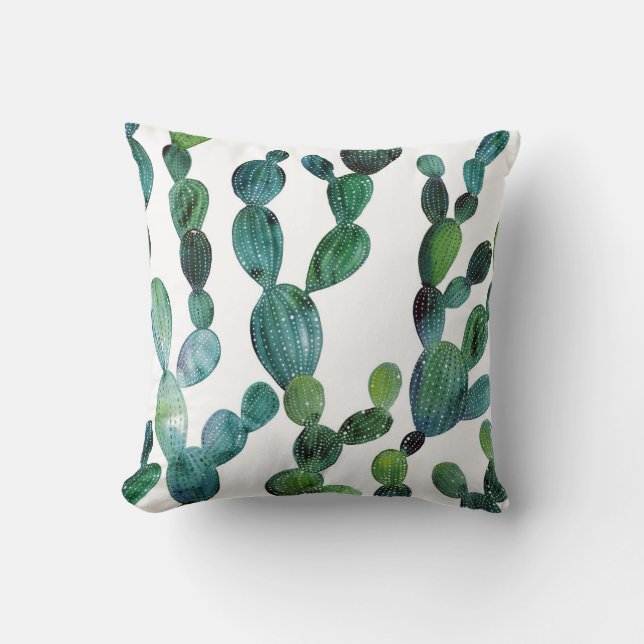 Coussin Cactus Craze : Tendance de l'aquarelle tropicale (Recto)