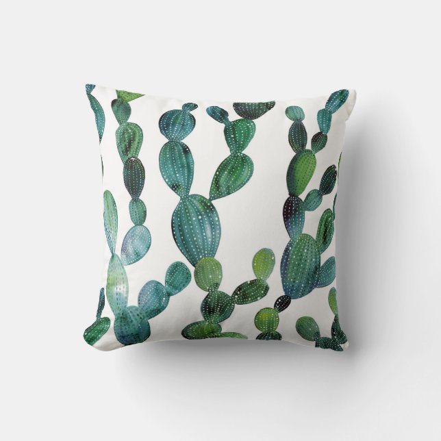 Coussin Cactus Craze : Tendance de l'aquarelle tropicale (Recto)