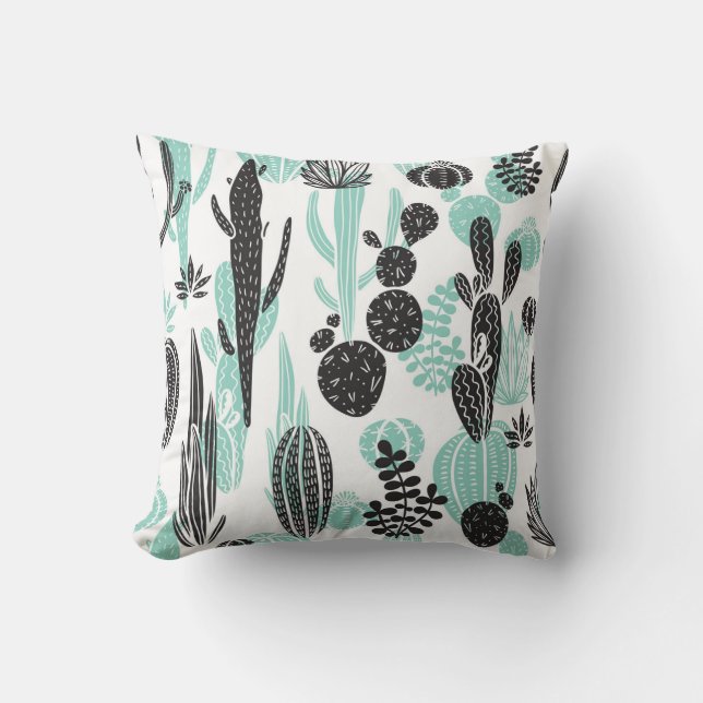 Coussin Cactus Dessinés À La Main : Doodle sans joint (Recto)