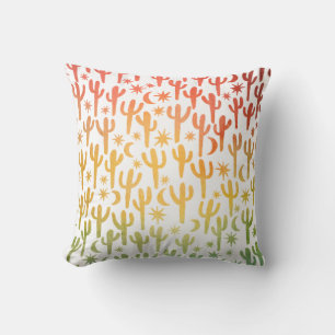 Coussin Cactus du désert Saguaro Aquarelle rouge or vert