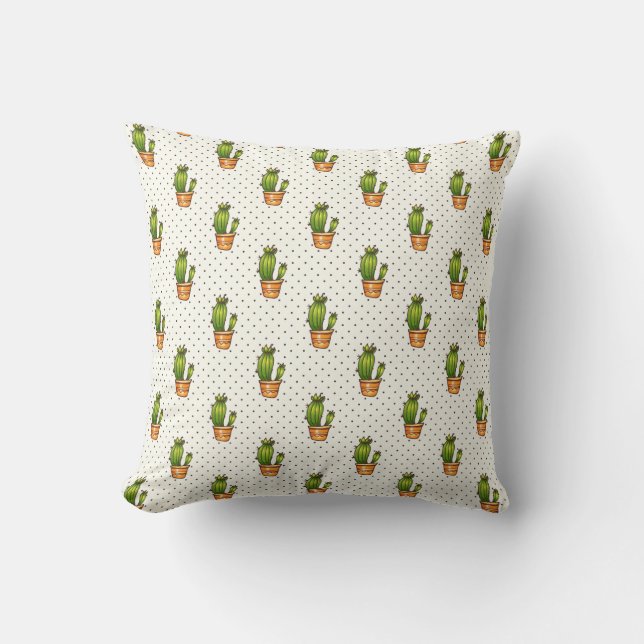 Coussin Cactus et motif de point succulent de Polk (Recto)