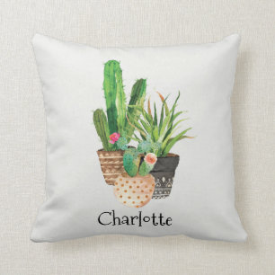 Coussin Cactus et succulents en pot