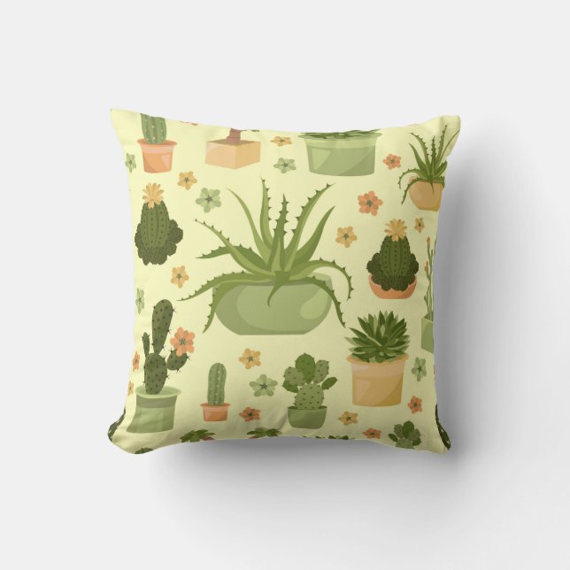 Coussin Cactus et succulents motif sans soudure. Housepla (Recto)