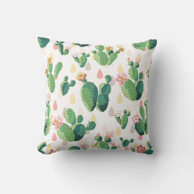 Coussin Cactus fleurissant sur l'arrière - plan blanc (Recto)