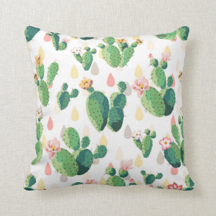 Coussin Cactus fleurissant sur l'arrière - plan blanc