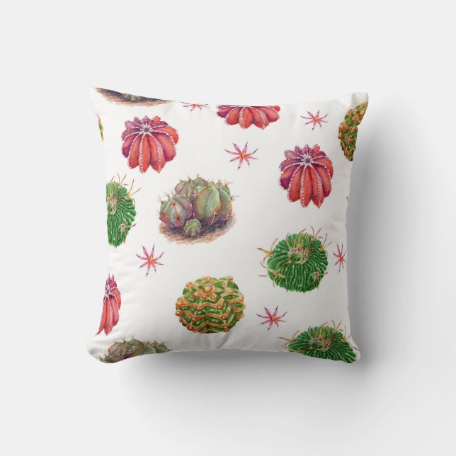Coussin Cactus Floral : Arrière - plan aquarelle (Recto)