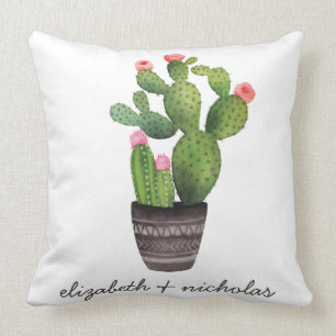 Coussin Cactus floral rose