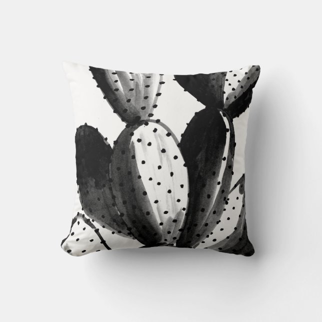 Coussin Cactus noir et blanc (Recto)