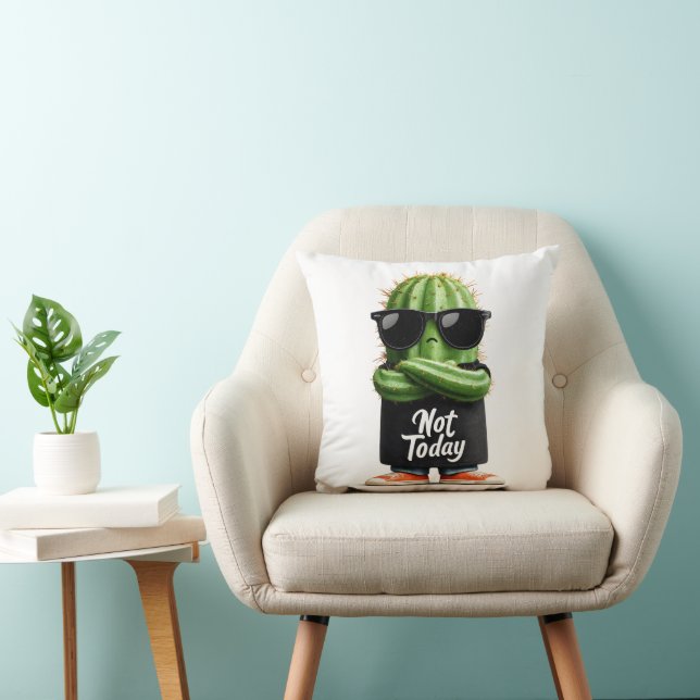 Coussin Cactus "Pas aujourd'hui" avec lunettes de soleil e (Chaise)