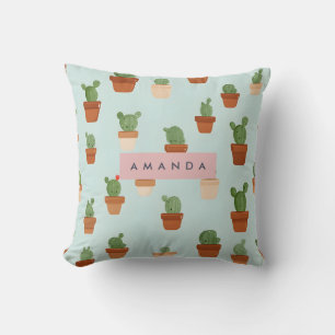 Coussin Cactus personnalisé avec pots en terre cuite