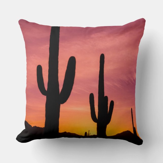Coussin Cactus saguaro au lever du soleil, Arizona (Recto)