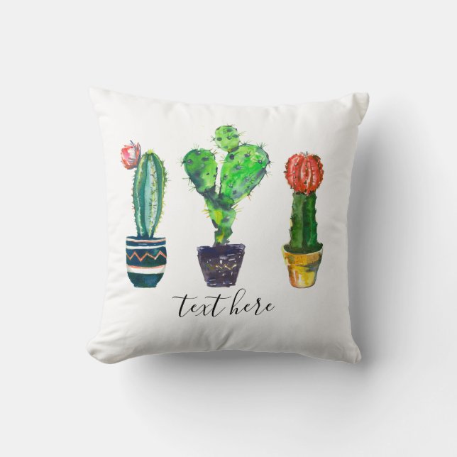Coussin cactus, succulent, aquarelle, fiesta, mexicaine, (Recto)