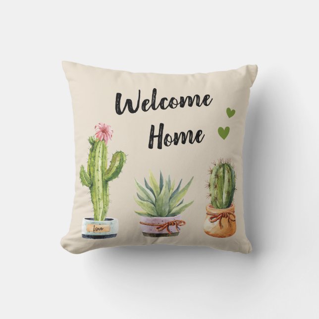 Coussin Cactus Succulents Cactus de jardinier Bienvenue à  (Recto)