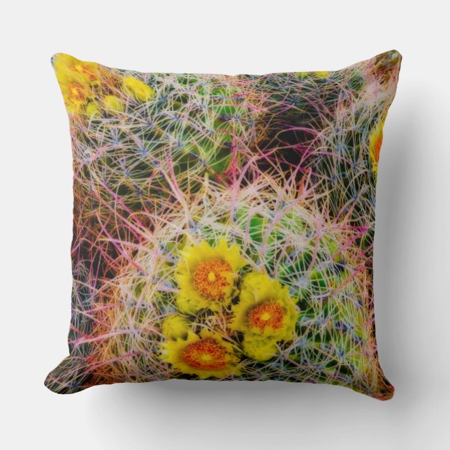 Coussin Cactus tonneau en gros plan, Californie (Recto)