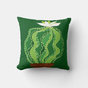 Coussin Cactus vert : motif abstrait naturel.