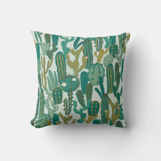 Coussin Cactus Vert texture Vintage répétée (Recto)